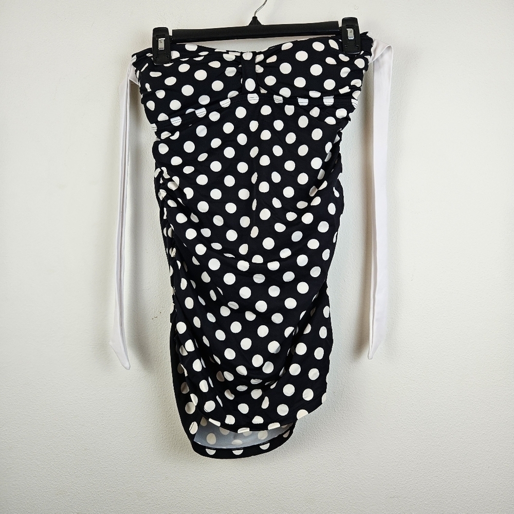 CHAPS Polka-Dot Halter One-Piece Swimsuit Size US 8